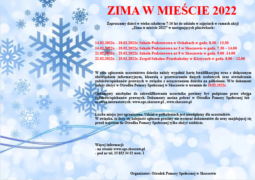 Plakat akcji Zima w mieście 2022